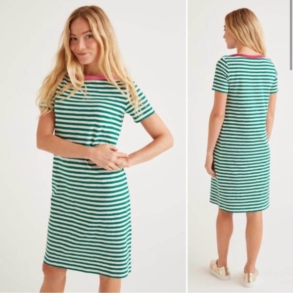 Boden Georgia Jersey T-shirt Cotton Dress blue Stripe Size 12 - Picture 2 of 7